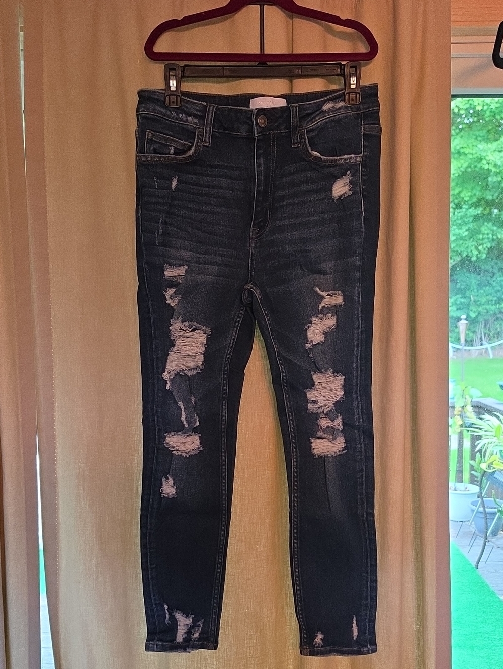 Dark Blue Ripped Skinny Jeans for Women